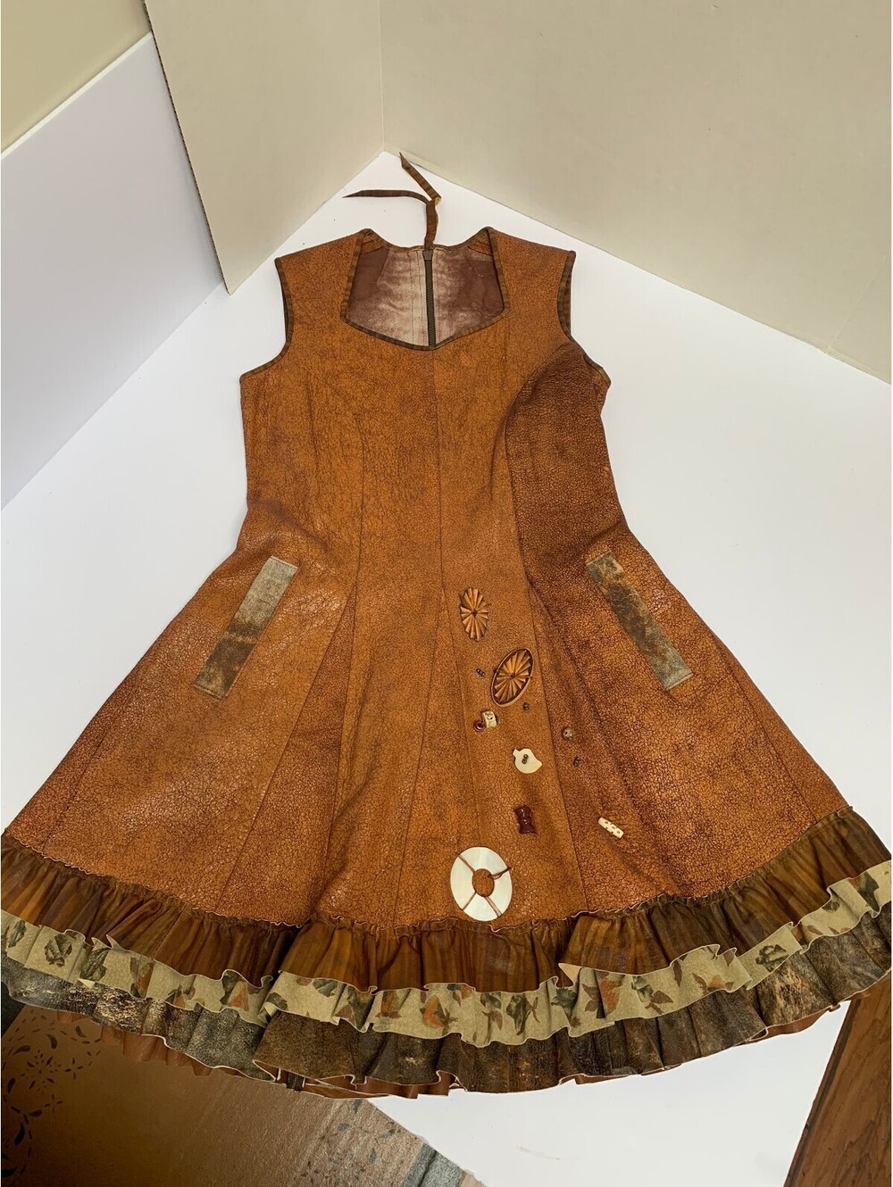 Vintage Grownbeans Karen Groner Leather Wearable Art Dress